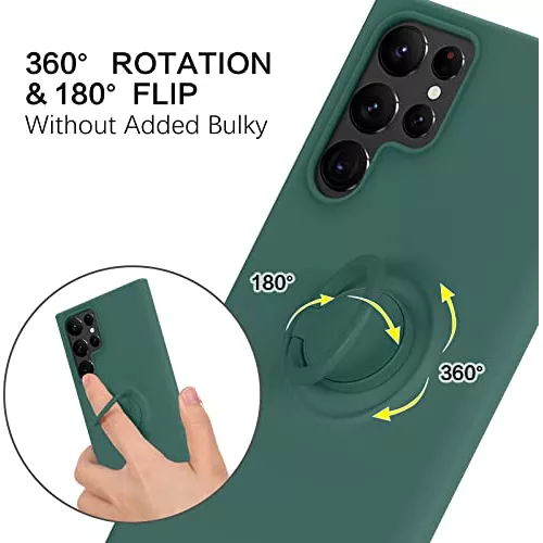  Funda compatible con Xiaomi Redmi Note 11 con soporte de anillo  verde, Redmi Note 11 Funda de silicona líquida con forro de microfibra  suave, funda protectora delgada a prueba de golpes (