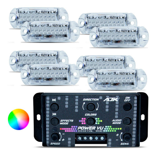 Nova Central Power Vu Ajk Sound + 8 Faróis 3w Colorido Som