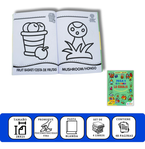 Set 4 Libros- Colección Pega Y Colorea Con Stickers