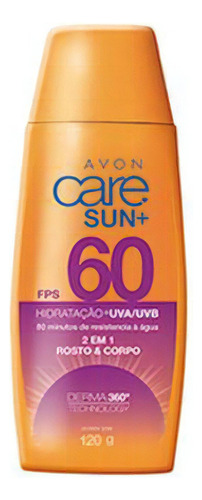 Protetor Solar 2 Em 1 Rosto Corpo Care Sun+ Fps 60 120g Avon