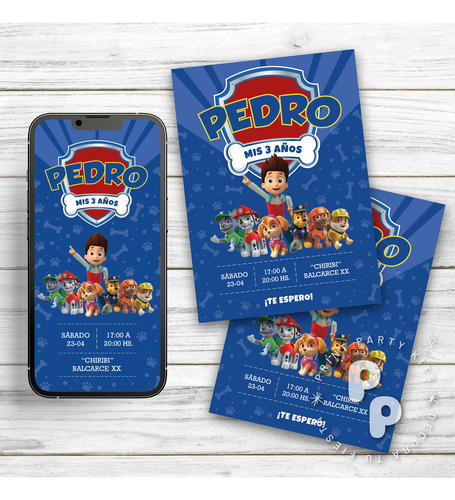 Kit Imprimible Cumpleaños Paw Patrol Azul Personalizado