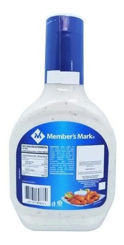 Aderezo Para Comida Sabor Ranch Member's Mark Botella De 710