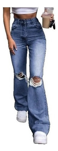 Caliente Mujer Denim Big Feet Roto Pantalones Casuales