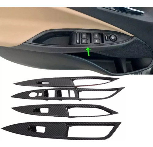 Aplique Do Comando Vidro Eletrico Onix 2020 A 2025 Carbono