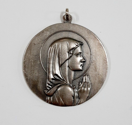 Medalla Cunero Virgen Niña De Perfil - De Metal 60 Mm - A 