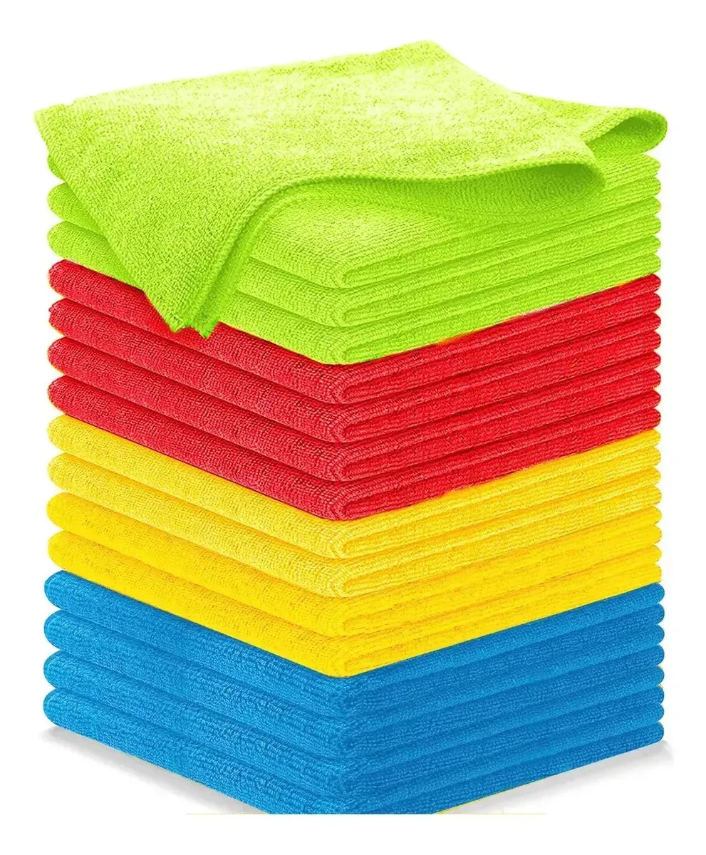 16 Trapos De Limpieza Paño Microfibra Toalla Multiusos 40x40 Multicolor