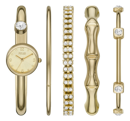 Reloj Dama Mass Market Fmdfl2071 De Metal Dorado