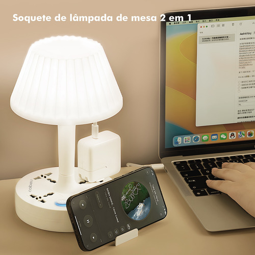 Abajur Multifuncional 3 Níveis Iluminação Soquete De Mesa
