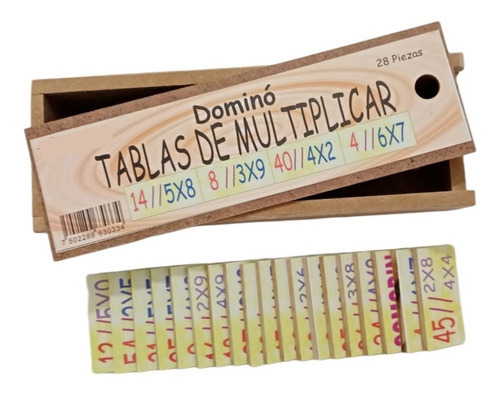 Tabelas de multiplicação de dominó, madeira