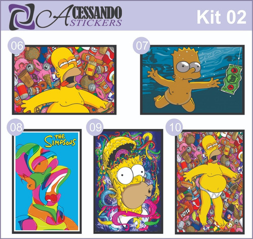 Adesivo Skin Capa Caderno Escolar Simpsons Homer Kit C/5 Un.