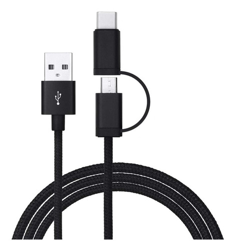 Cable Micro Usb Mallado + Adaptador Usb Tipo C 1m 2a Febo