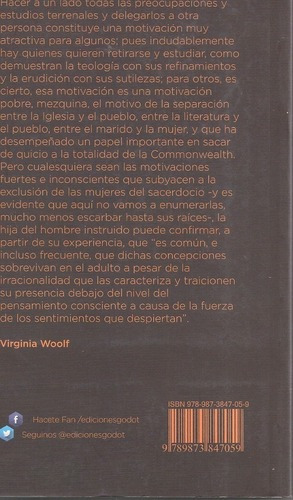 Tres Guineas - Virginia Woolf, De Virginia Woolf. Editorial Ediciones Godot, Edición 1 En Español