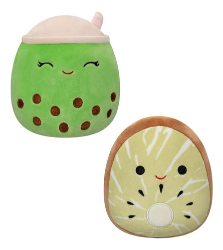 Peluche Squishmallows Reversible 1x2 Kiwi Té Verde Boba 13cm