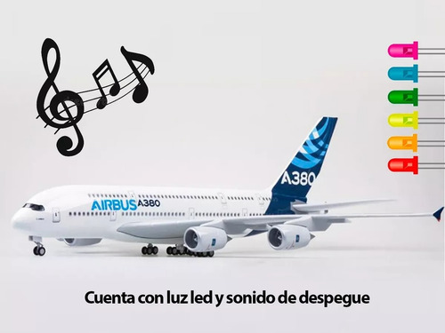 Avión Pasajeros Airbus A380 Juguete Luces Led Sonido Motores