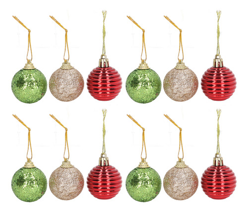 30 Uds Bolas De Árbol De Navidad Adornos Rojo Dorado Verde