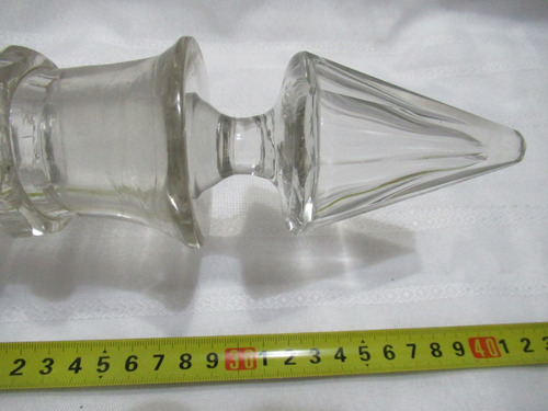 Gran Botellón Licorero Cristal Facetado Tapón Chapita Whisky (Usado)