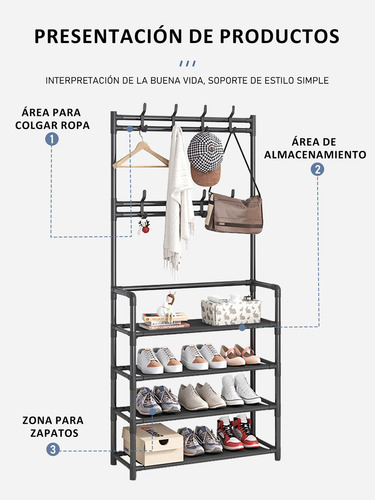 Zapatera Perchero Multi Organizador 4 Niveles Montable Rack Negro