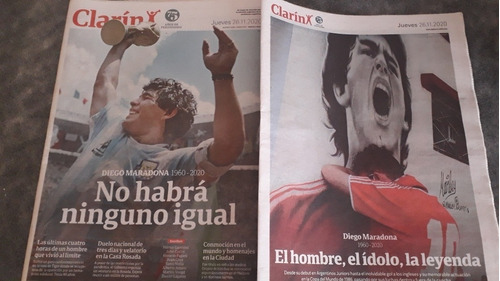 Diario Clarín Maradona 26 / 11 / 2020