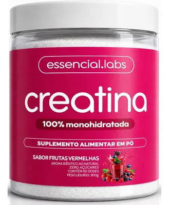 CREATINA MONOHIDRATADA 100% Pura - Sabor Frutas Vermelhas - 300g