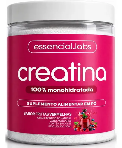 CREATINA MONOHIDRATADA 100% Pura - Sabor Frutas Vermelhas - 300g