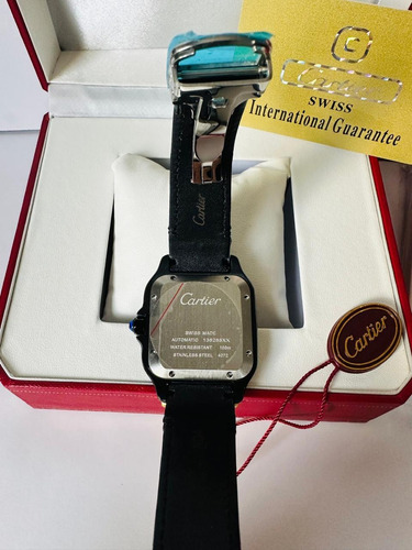 Reloj Cartier Santos Plata / Negro Automático+ Fullset Negro Plata Plata (Usado)