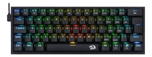 Teclado Redragon Fizz K617 Preto Rgb Qwerty Pt-brown Preto Português Brasil