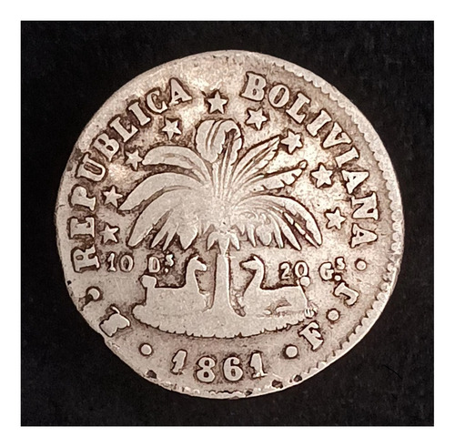 Bolivia 2 Soles 1861 Fj Bueno Plata Km 135.2