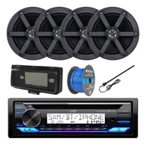 Comprar Unidad De Cabeza Din Única Bluetooth Radio Usb Aux Am\u002Ffm Reproductor De Cd Receptor Marino Con 2 Pares (cantidad 4) 6.5 Pulgadas 2 100 Vatios Pico Barco Altavoces De Audio, Cable De