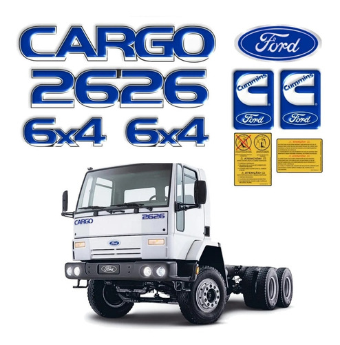 Kit Adesivo Resinado Para Ford Cargo 2626 6x4 17652 Cor Azul