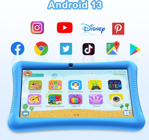 Tablet 10.1'' Android 13 Para Niños 3gb Ram + 32gb Rom, Azul