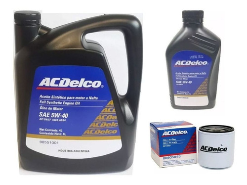 Filtro Aceite + Aceite 5w40 Acdelco Vectra Nafta 100%