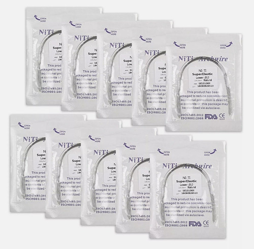 Arcos Niti Ortodoncia 012 Al 020u/l X 10 Sobres