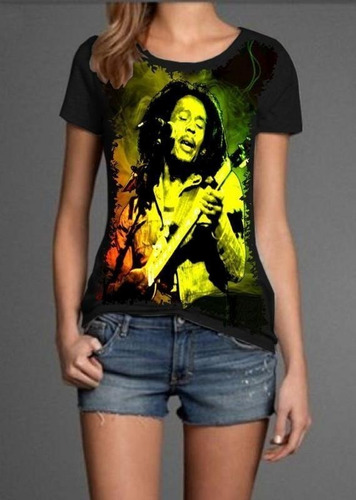 Camiseta Feminina Bob Marley Plius Size
