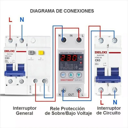 Imagen 5 de 7 de Relé Protección Sobre Y Bajo Voltaje, 230v, 40a Chilexpert