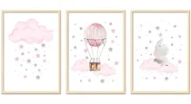 Comprar 3 Cuadros Bebe,niña,rosado, Decoración Dormitorio Infantil