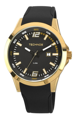 Relógio Masculino Technos Racer Preto  Envio 24h Cor do bisel Dourado