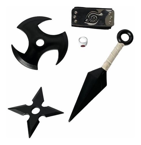 Set Naruto- 1 Kunai / Bandana / Shuriken /estrella / Anillo 