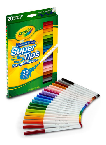 Crayola: Caja X20 Marcadores Super Tips Delgados Lavables 