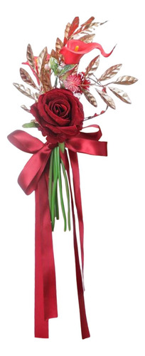 Respaldo De Silla Flores Y Cintas Flor De Rosa Rojo