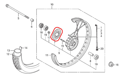 Flange Roda Dianteira Bros 150 06 Á 15, Bros 125 03 Á 15