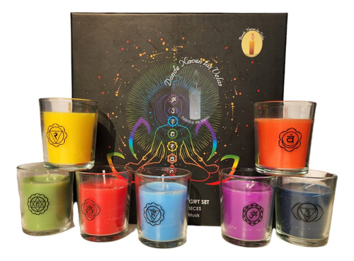 Velas Aromáticas 7 Chakras Caja Negra