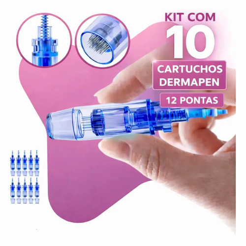 Kit 10 Cartuchos 12 Agulhas Dermapen Diversos Modelos Bmed