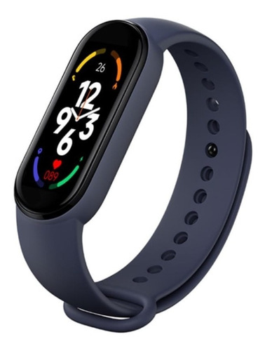 Reloj inteligente Smart Brascelet M7 Series 7 Fitness Sport, color de la carcasa: negro, color de la correa: azul