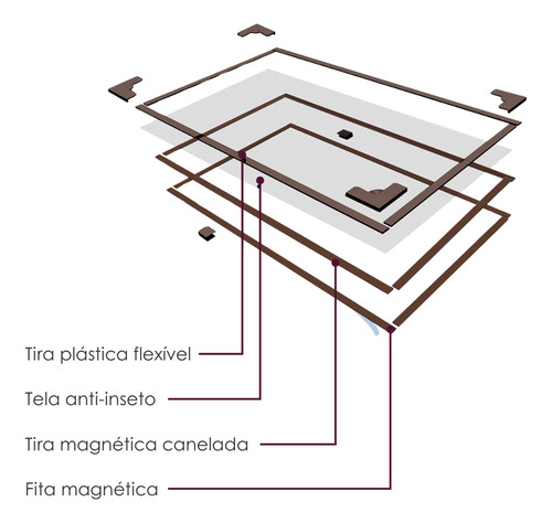 Kit Janela Tela Mosquiteira 110x160cm Block Insetos Ima