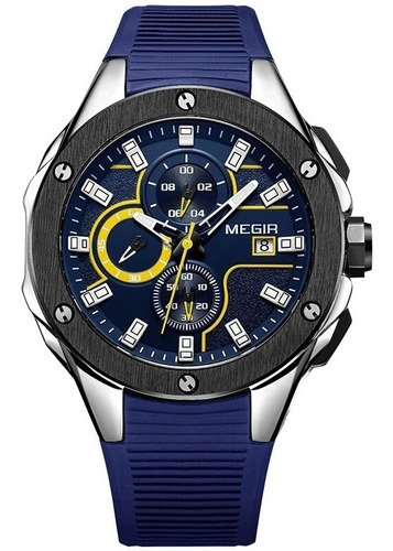 Imagen 1 de 9 de Reloj Hombre Megir Cronografo Fechador Deportivo