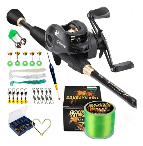 Vara de pesca completo 2,10m + carretilha e linha + acessórios.