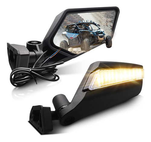 Mzs Espejos Laterales X3 Con Luces | Espejo Retrovisor Utv A