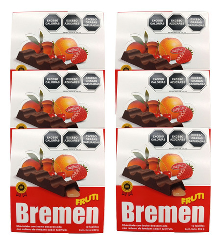 Chocolate Relleno Fondant Tutifruti 12 Caja 10pz C/u De 36g