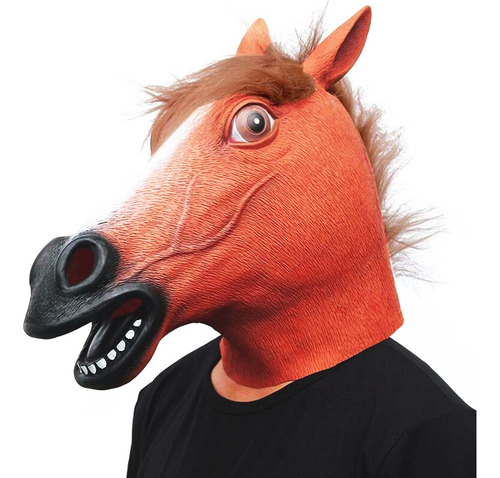 Mascara Caballo Latex Disfraz Horse Marrón Halloween