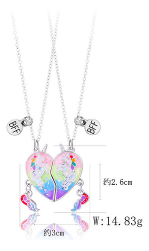 1 Par Unicornio Collares Caricatura Mejor Amigo Imán Collar